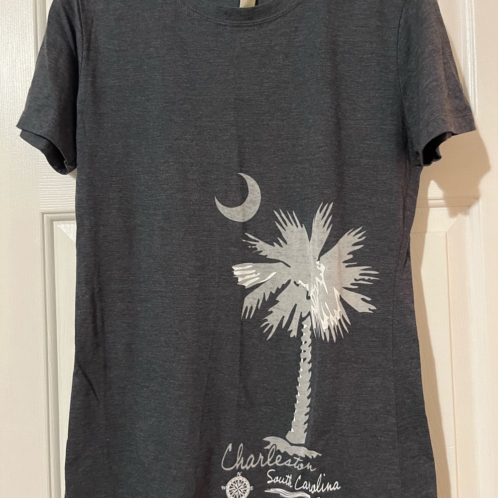 Blue 84 Gray T-Shirt with Charleston, SC Silver Palm Design